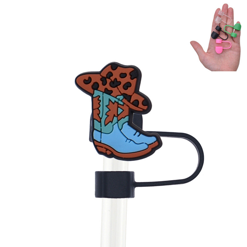 Wholesale Random 100pcs Cowgirl PVC Soft Straw Tube Cap