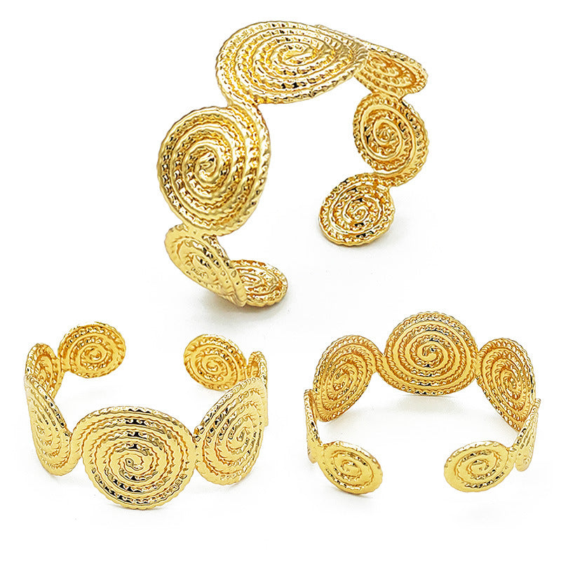 Wholesale Retro Polished Stainless Steel Open C-Shaped Cuff Bracelet