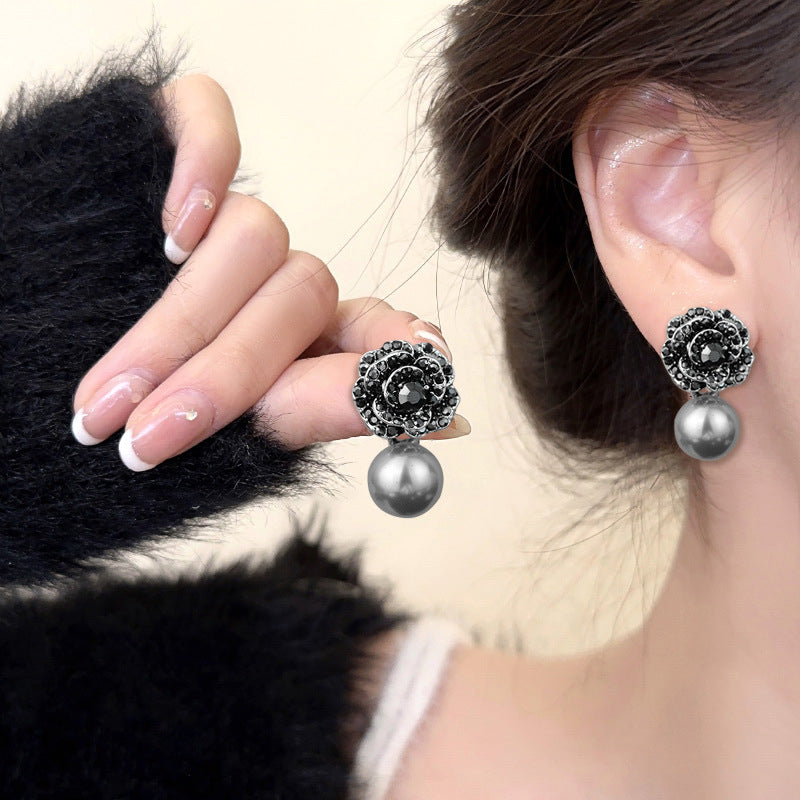 Wholesale Light Luxury Diamond Flower Earrings ACC-ES-RuLong012