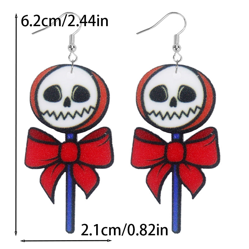 Wholesale Halloween Christmas Cute Skull Lollipop Christmas Tree Acrylic Earrings ACC-ES-WeiAn005