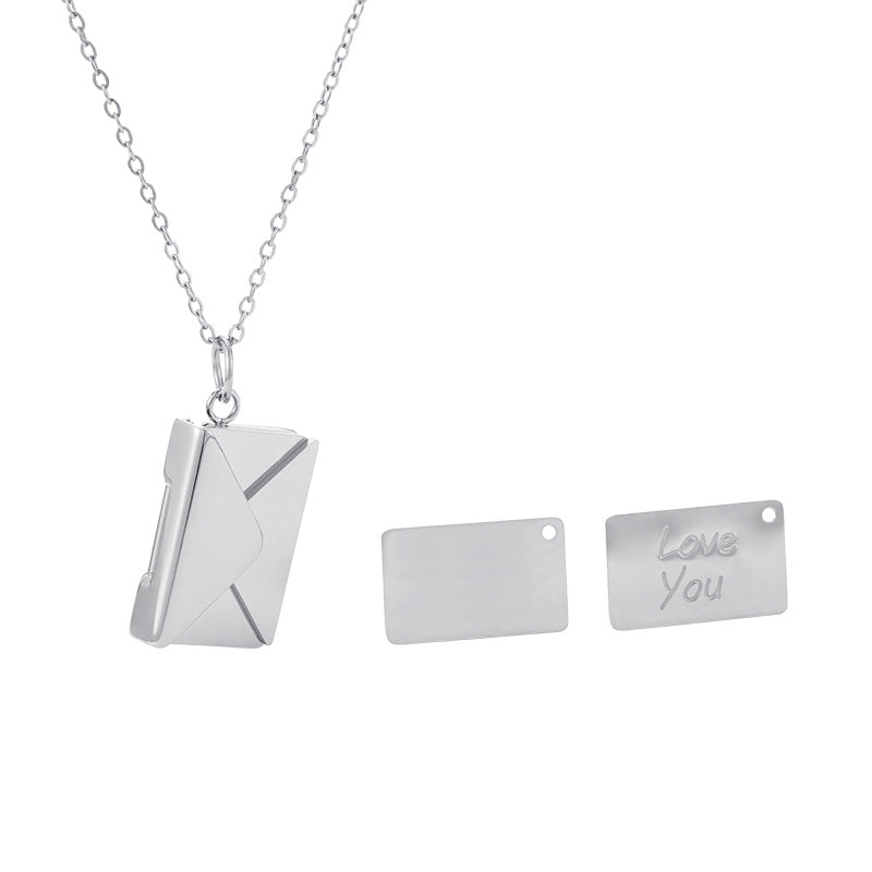 Wholesale Flip Envelope Pendant Stainless Steel Necklace Couple Necklace ACC-NE-JinYuan001