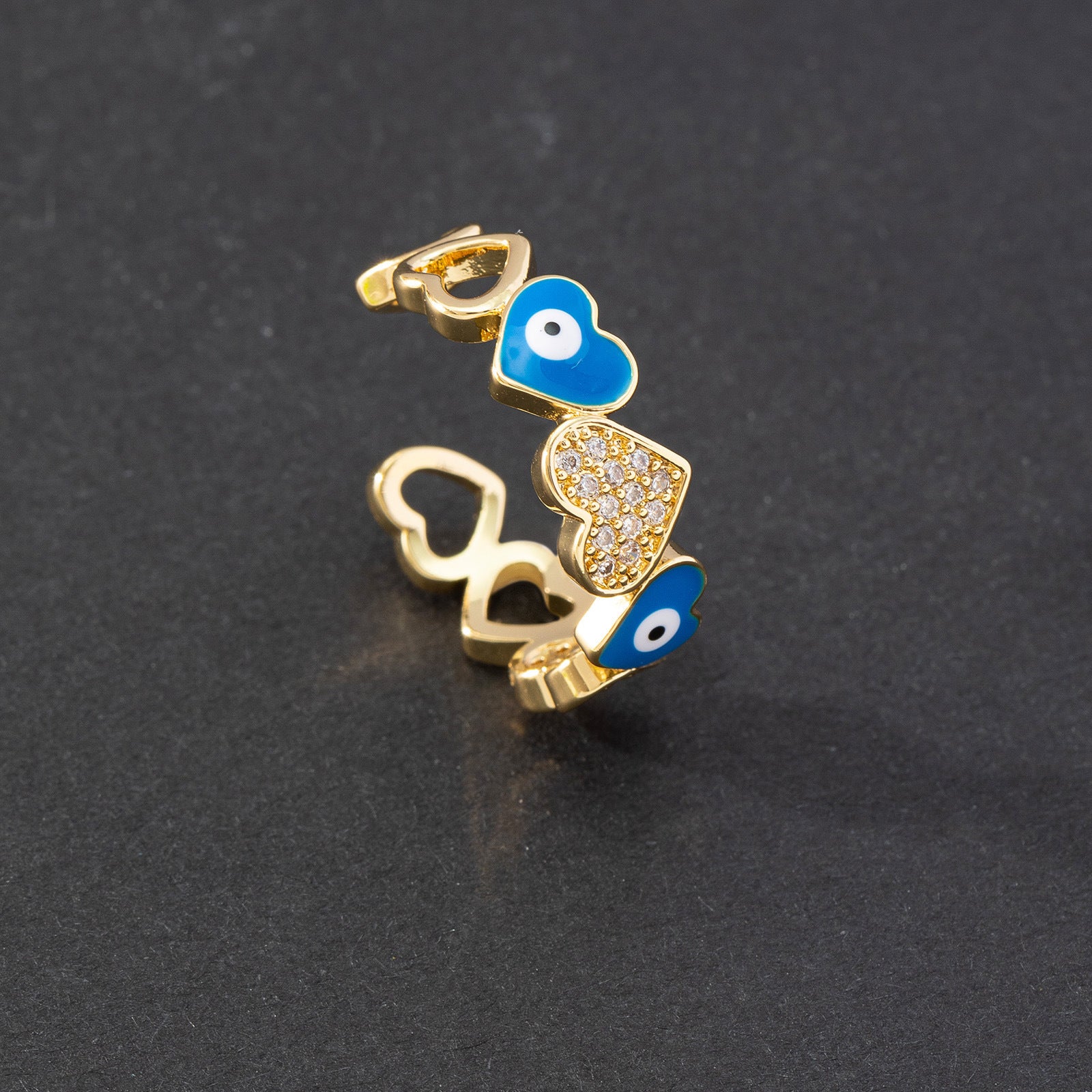 Wholesale Evil Eye Vintage Open Ring Copper Zircon Enamel Ring Fashion Jewelry Accessory For Everyday Wear
