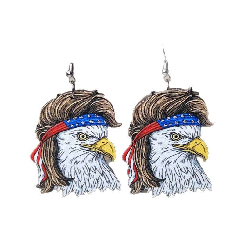 Wholesale  Independence Day Earrings Alpaca Eagle Chair Popcorn Wine Glass Wine Bottle Shape American Flag Color Earrings