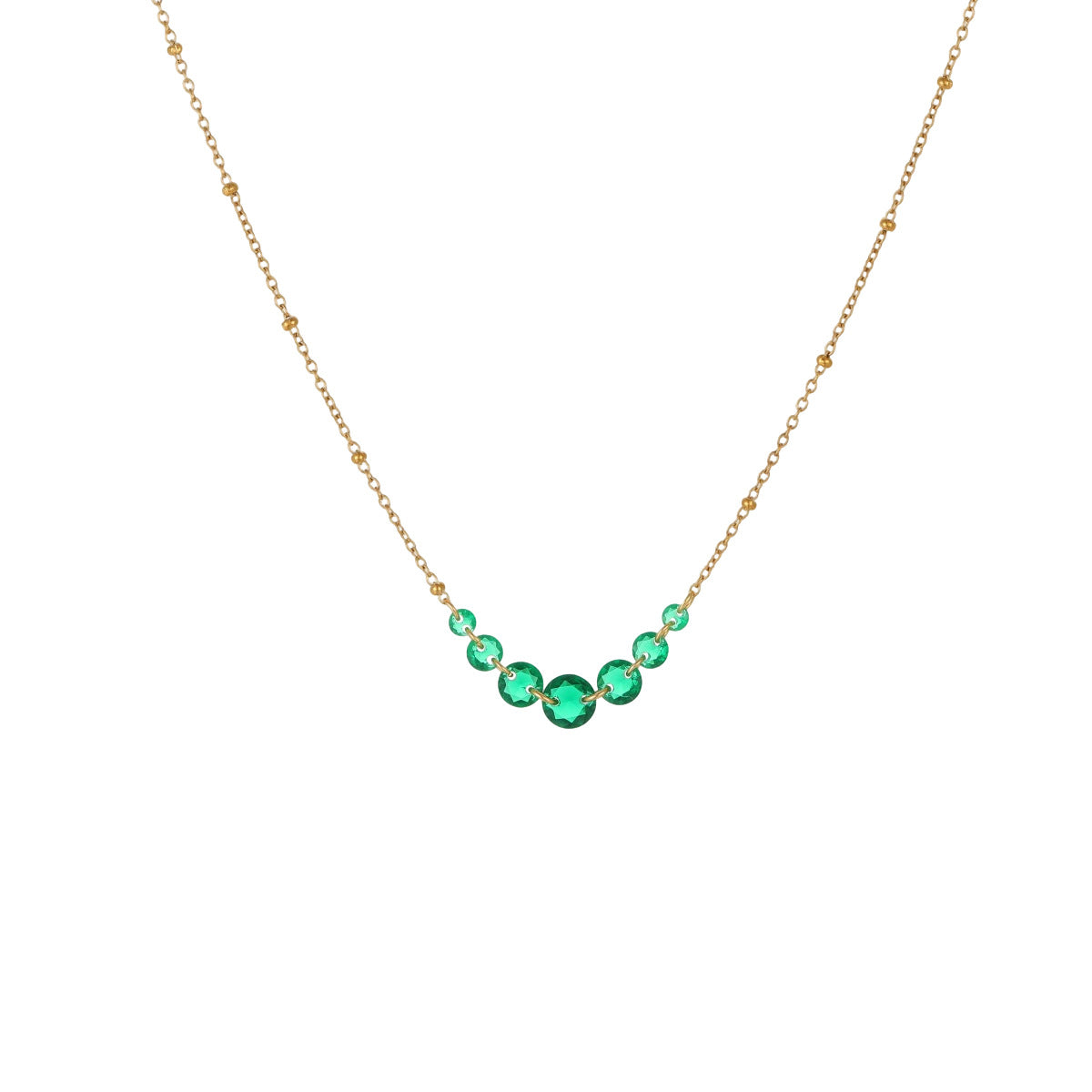 Wholesale Stainless steel colored zircon clavicle chain