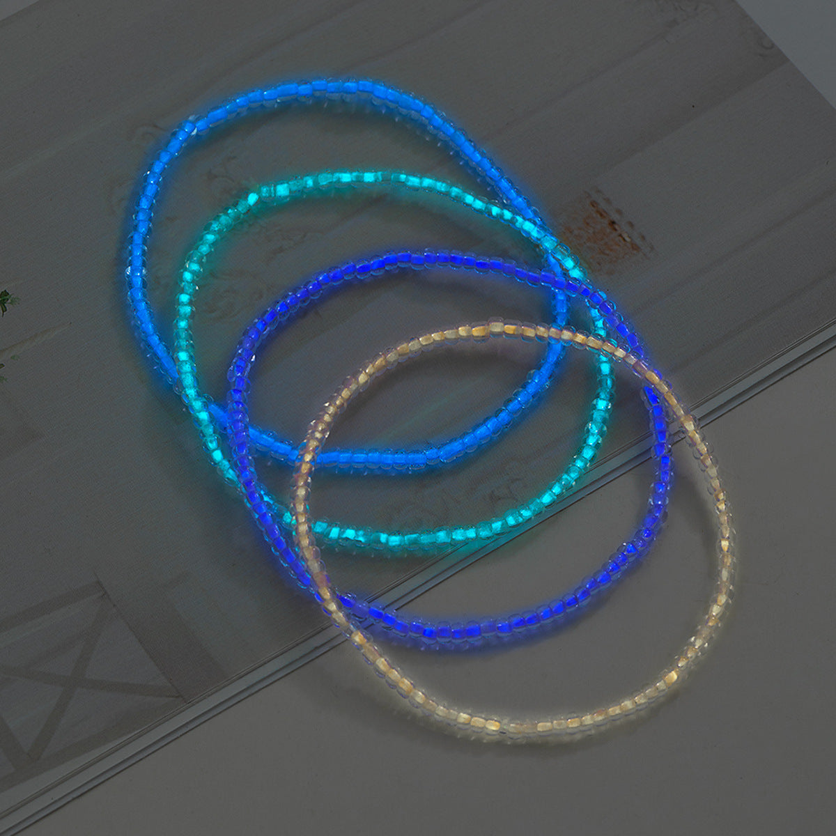 Wholesale Luminous Random Color Acrylic Beads Stretch Women's Foot Chain