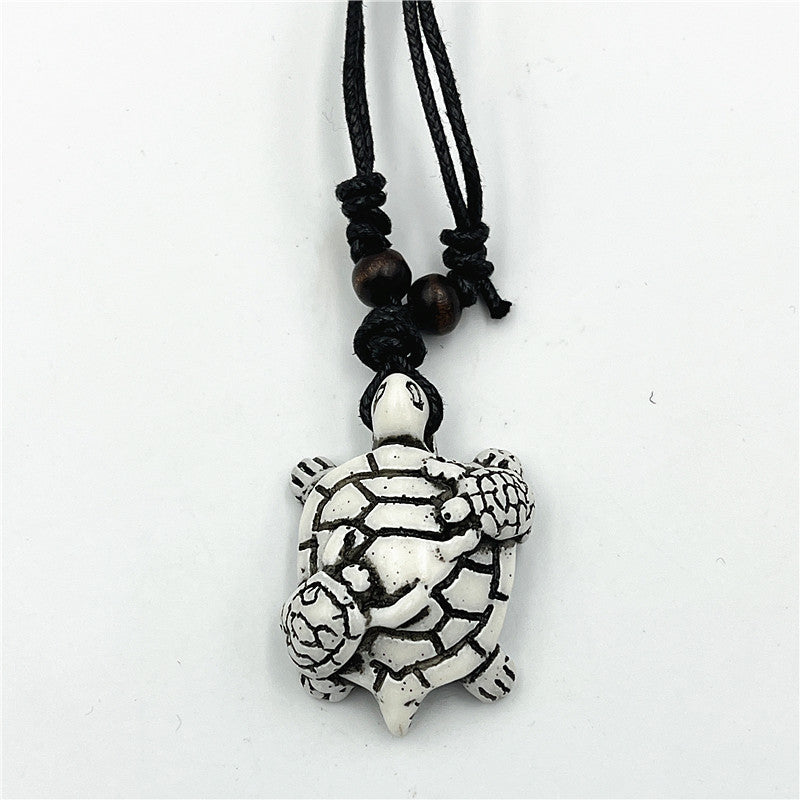 Wholesale Vintage Turtle Necklace Carved Turtle Pendant Resin Sweater Chain ACC-NE-ShuangDe001