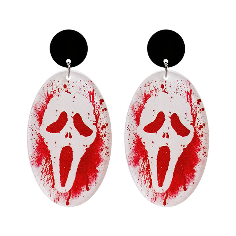 Wholesale 2 Pairs/Pack Halloween Moth Balloon Card Skull Acrylic Earrings ACC-ES-HY166