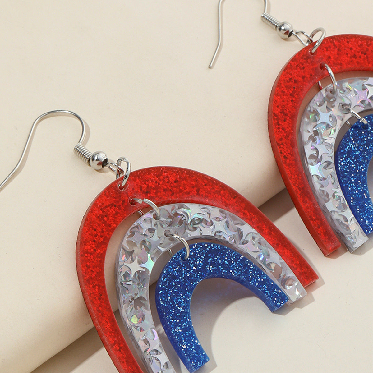 Wholesale Independence Day National Day Cheerleading Rainbow Shape Acrylic Earrings