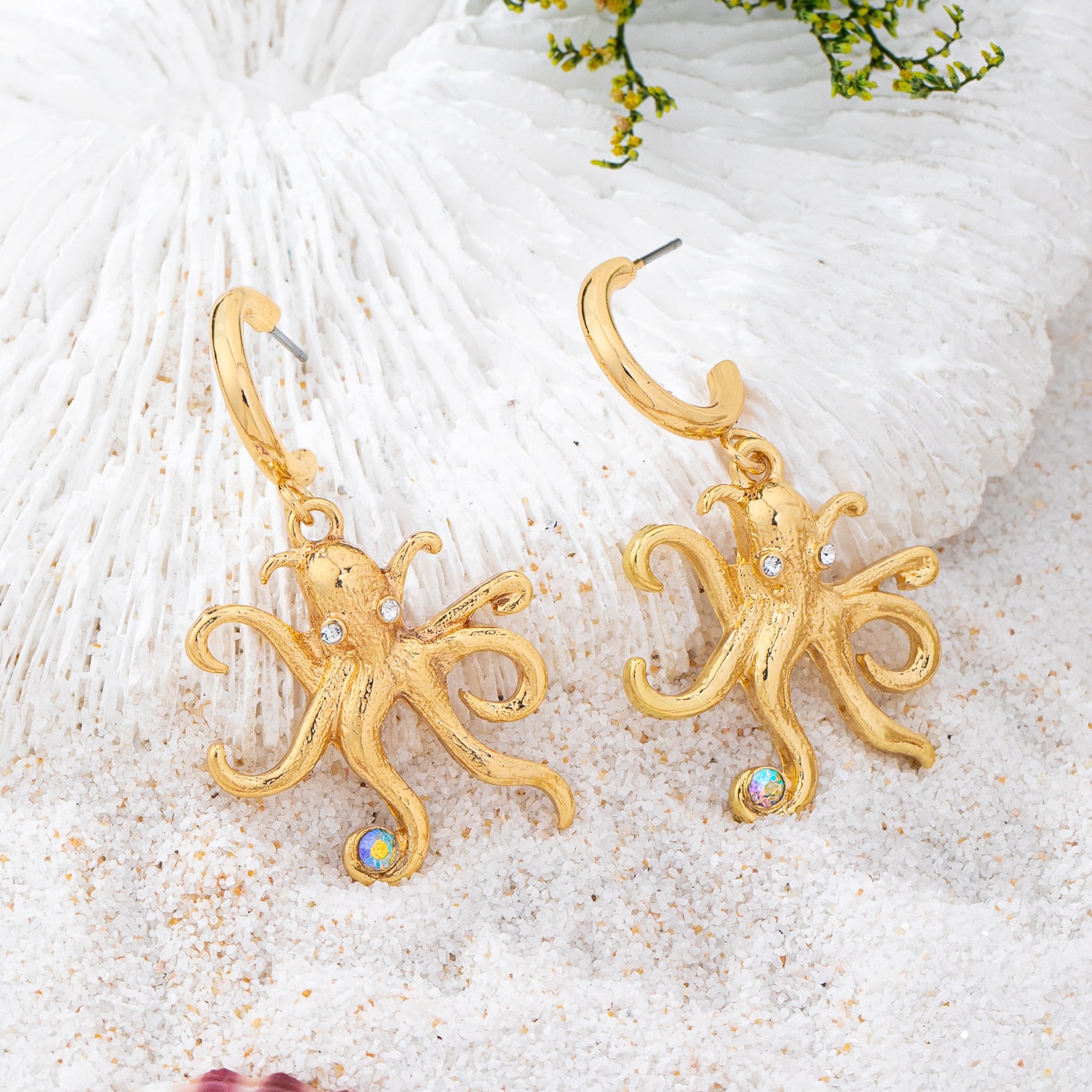 Wholesale Gold Tone Octopus Earrings Summer Ocean Style Chic Jewelry For Women Vacation Gift Boutique Resale