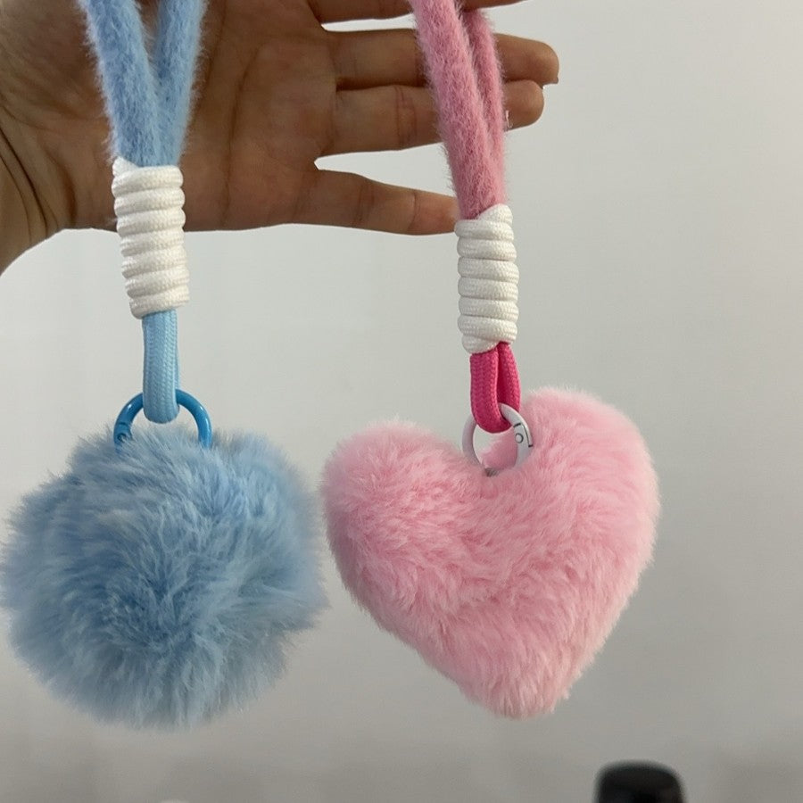 Wholesale Plush Hand Rope  Love Pendant Soft Cute Keychains