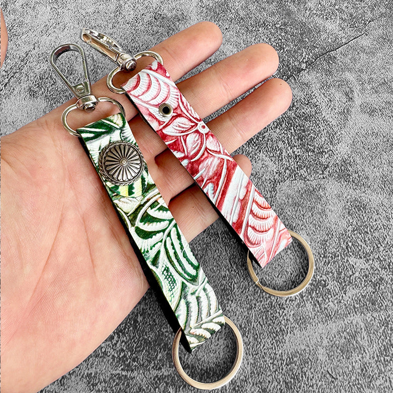 Wholesale Western leather embossed keychain