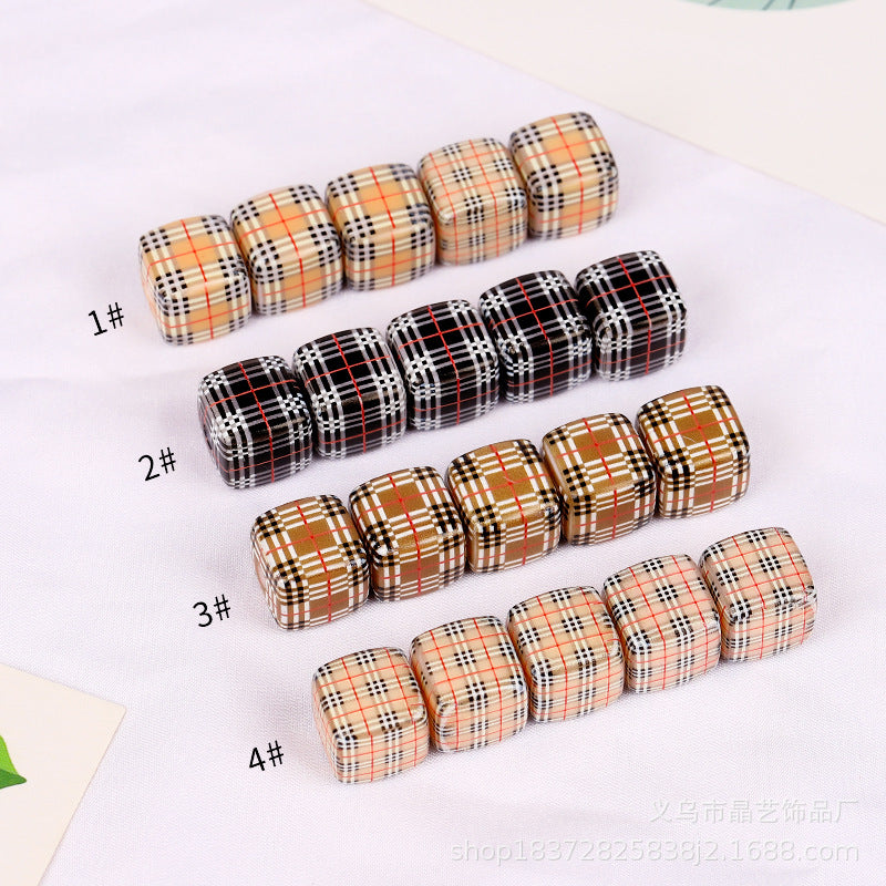 Wholesale random  10pcs  vintage plaid squareFocal Beads DIY Bead Accessories