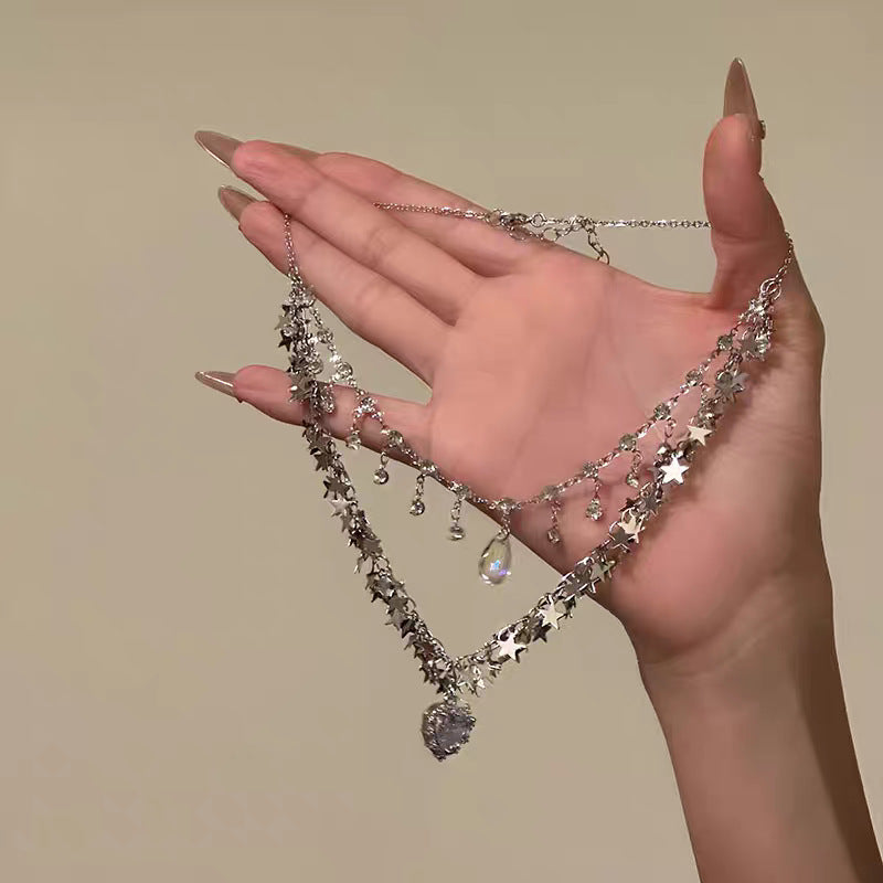 Wholesale Double-Layer Star Stacking Necklace