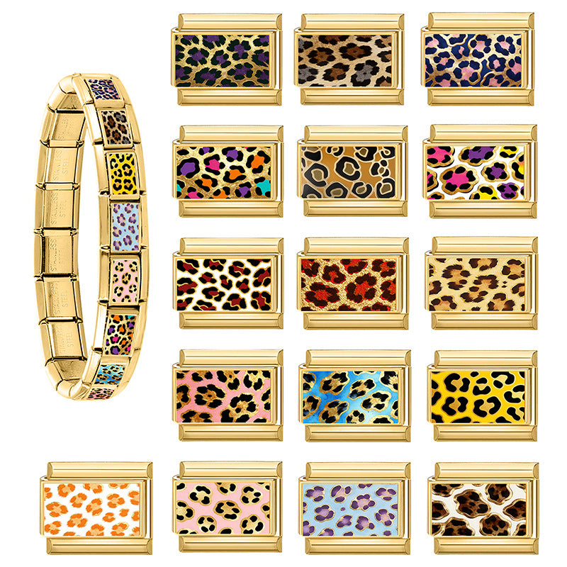 Wholesale Leopard Pattern DIY Modular Bracelet Accessories Alloy Plated Fashion Accessory for Boutique Resale
