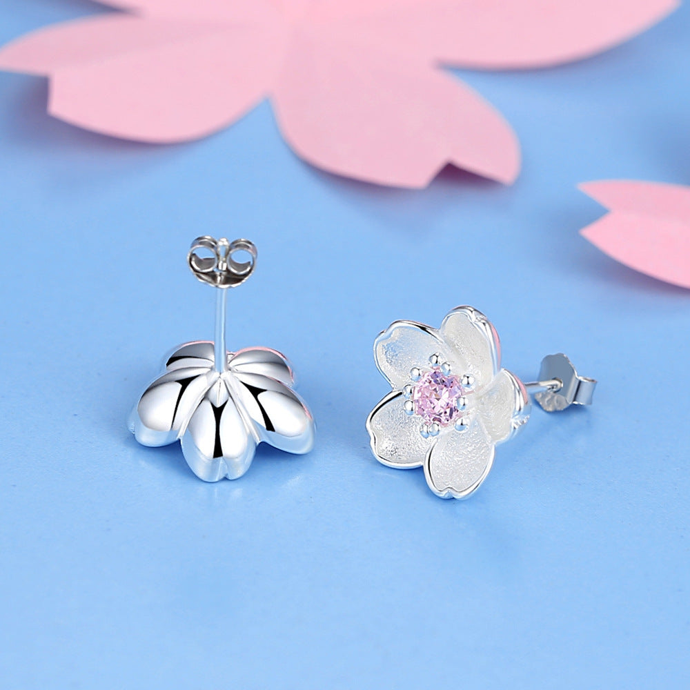 Wholesale Cherry Blossom Flower Stud Earrings Alloy Electroplated Fashion Jewelry Accessory For Women Daily Wear
