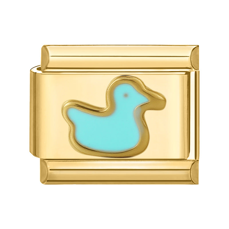 Wholesale Land Animal Italian Charms
 DIY square duck Section Creative Stainless Steel Composable Bracelet