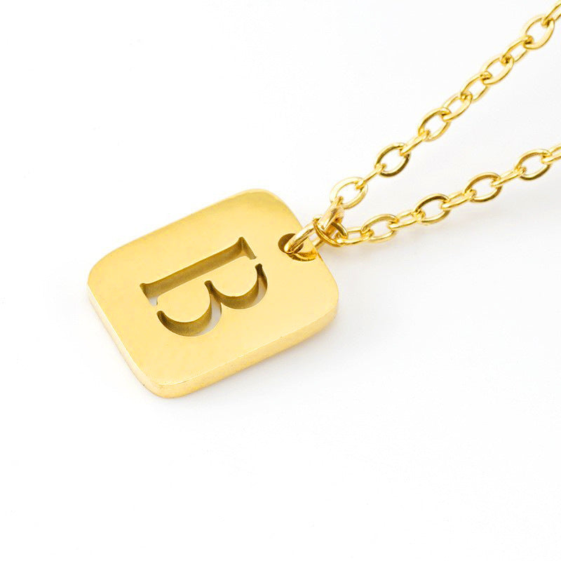 Wholesale Steel titanium letter tag necklace
