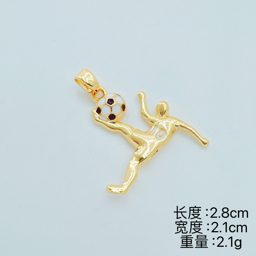 Wholesale Gold Plated Copper Football Pendant Necklace