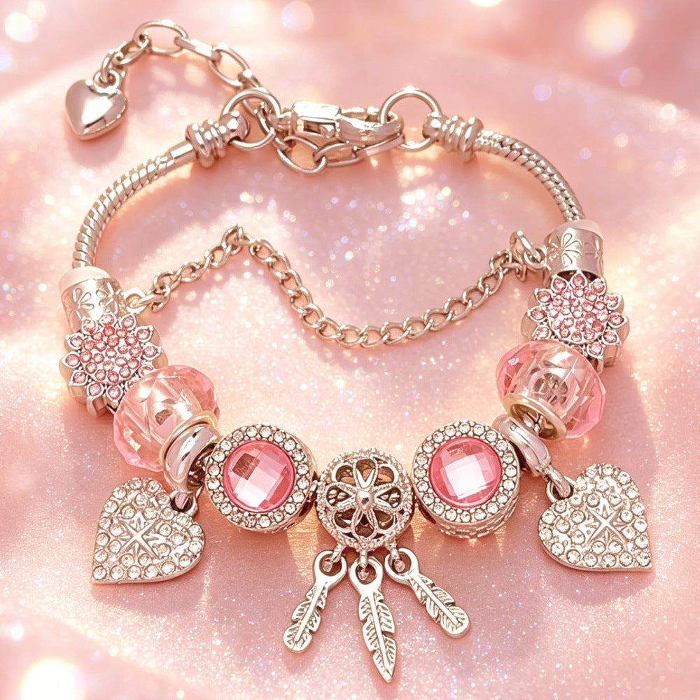 Wholesale Stainless Steel Sparkling Dreamcatcher Bead Bracelet Geometric Starry Design Women' s Fashion Accessory