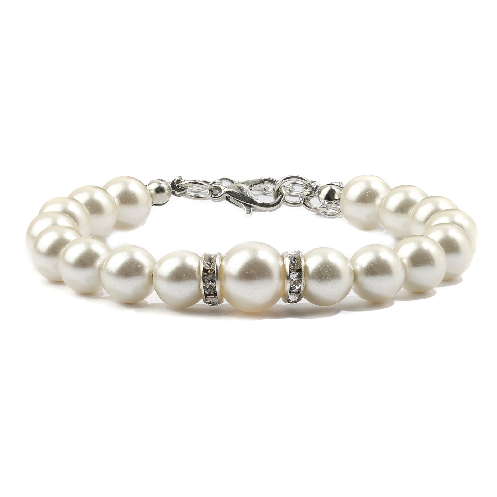 Wholesale Diamond-encrusted pearl bracelet 8mm blue pearl white diamond ring love lettering bracelet