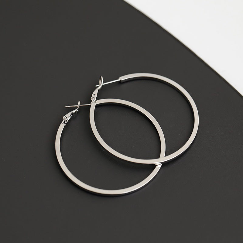 Wholesale 925 silver needle metal glossy texture Hoop Earrings ACC-ES-KaiKang002