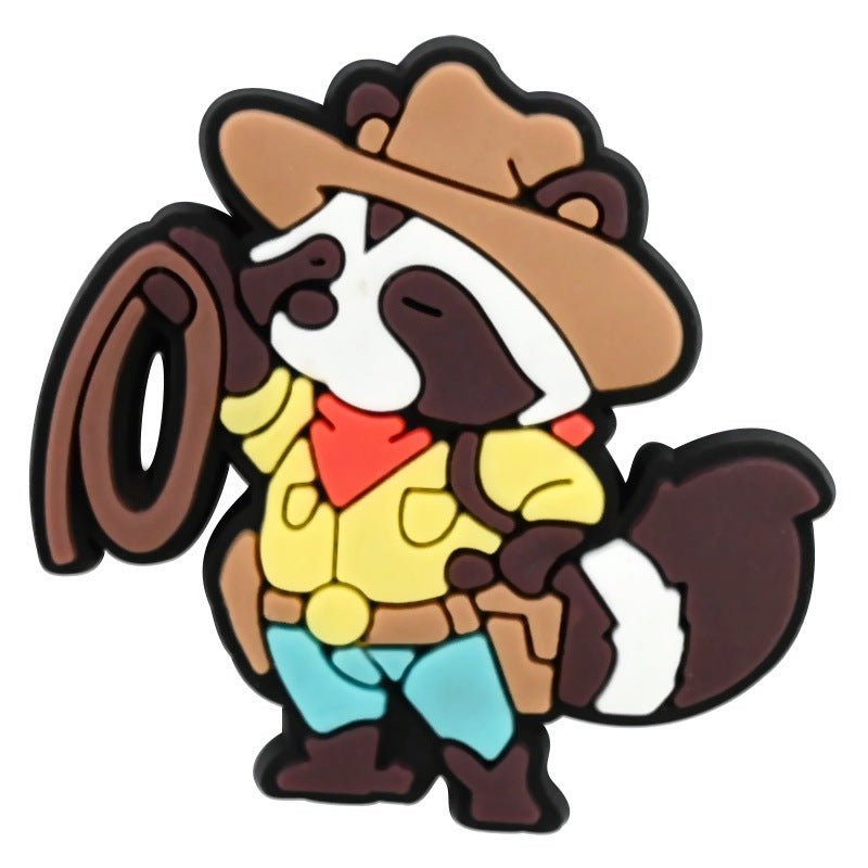 Wholesale  Random 100pcs Creative Cartoon Highland Cow Denim Series PVC Soft Rubber Shoe Buckle Decoration