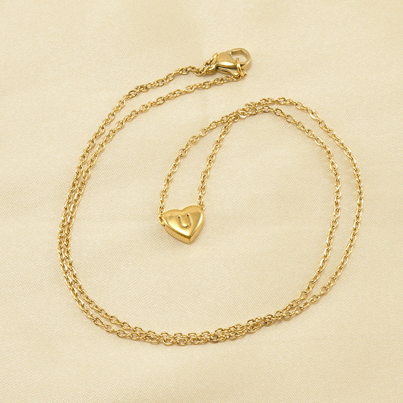 Wholesale 18K  titanium steel love letter necklace