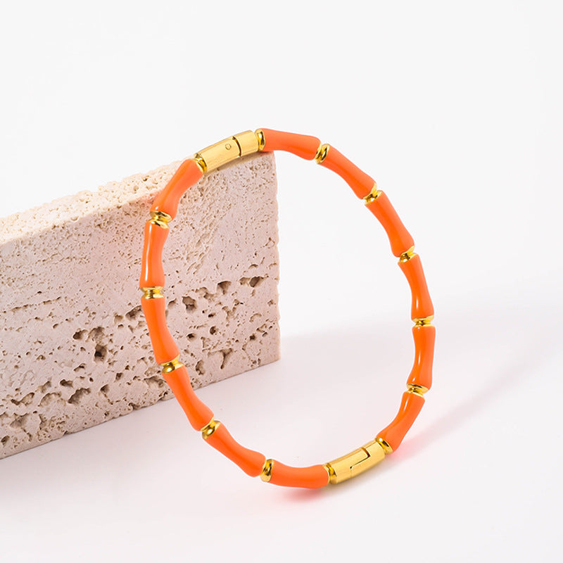 Wholesale Oil Drop Stainless Steel Multicolor Bamboo Bracelet ACC-BT-RuiX003