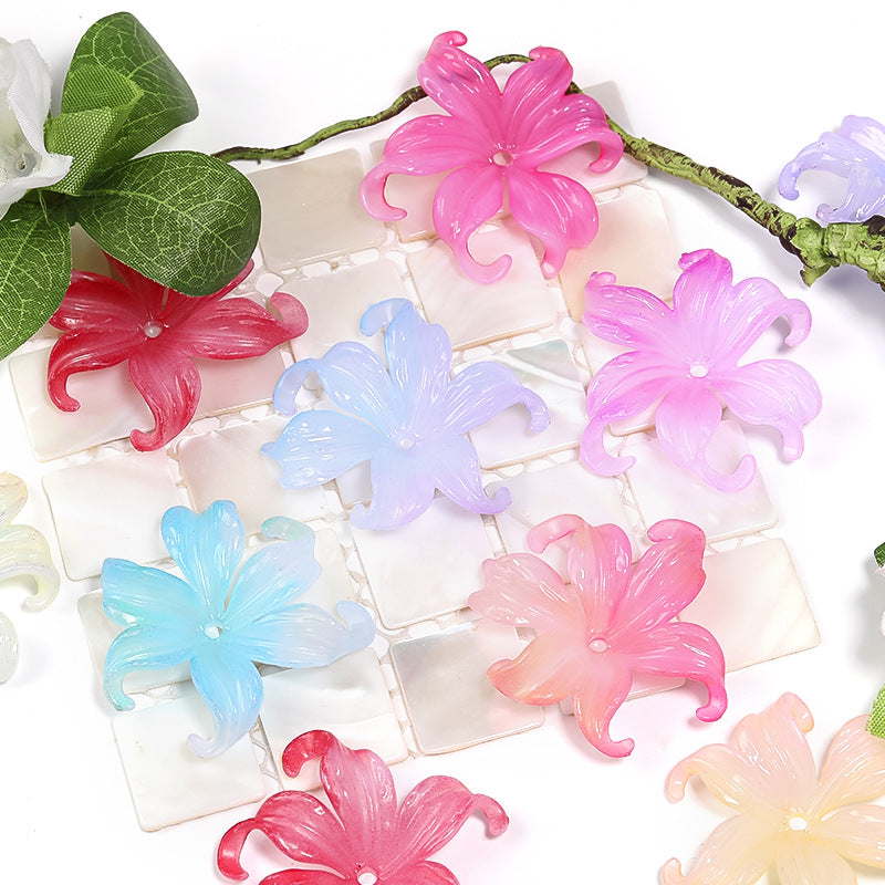 Wholesale 50pcs/pack Iris Flower Receptacle Gradient Golden Phoenix Flower Acrylic Beaded Diy Accessories ACC-BDS-BLG061