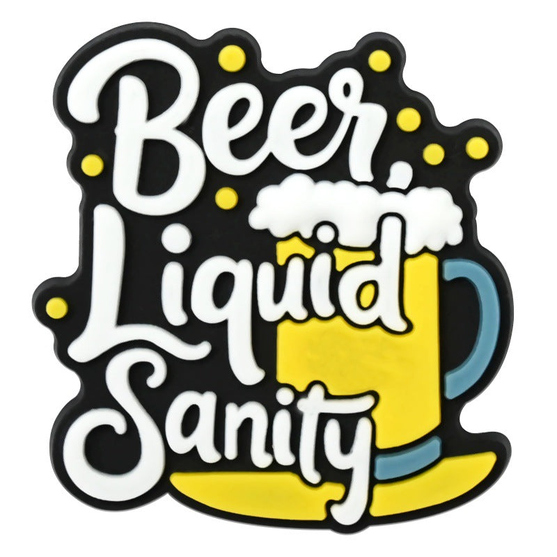 Wholesale  Random 100pcs e-commerce beer festival phrase series of clogs PVC Soft Rubber Shoe Buckle Decoration