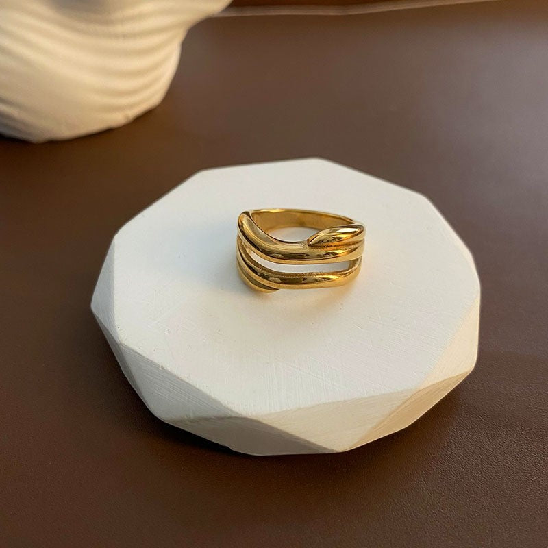 Wholesale Round Titanium Steel Rings Light Luxury Rings ACC-RS-Yuxi003