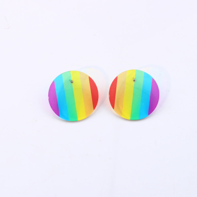 Wholesale Rainbow LGBT Pride Month Heart Shape Long Acrylic Earrings ACC-ES-DA015