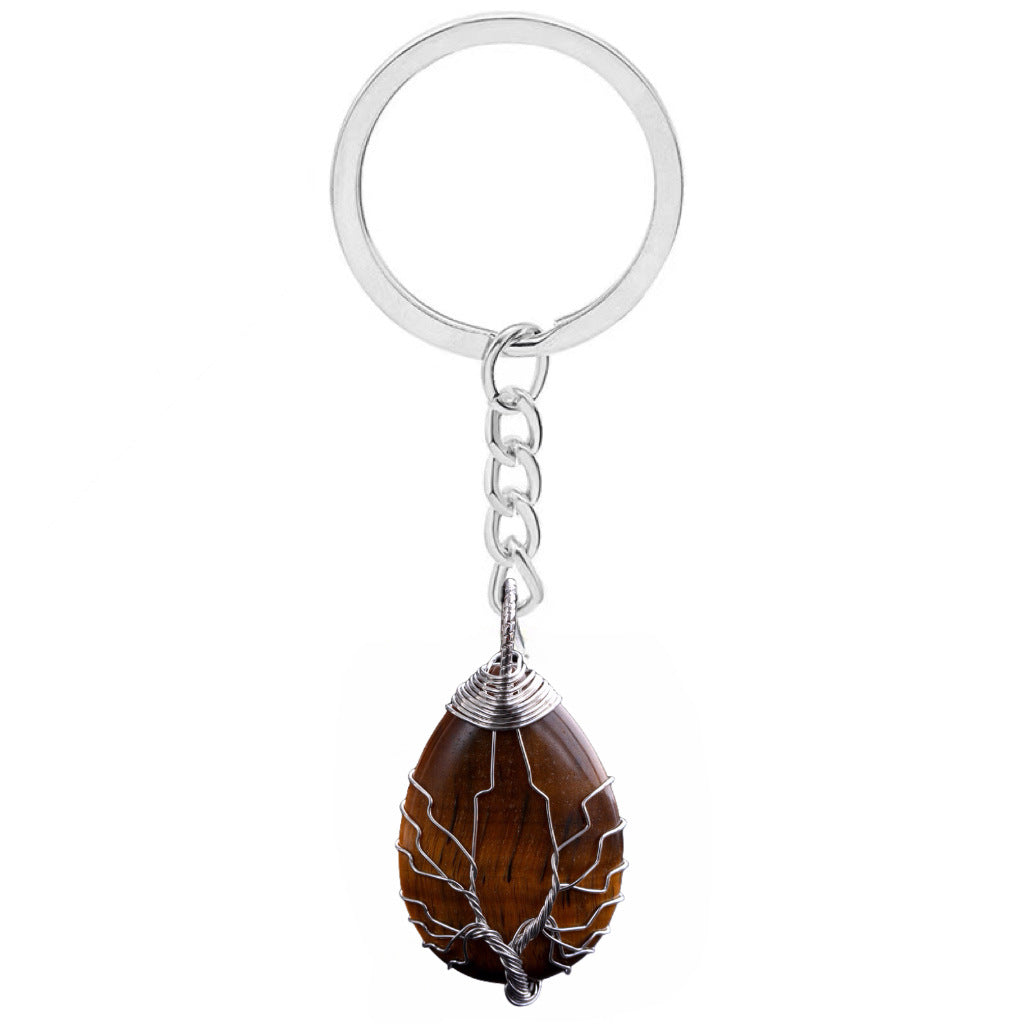 Wholesale Drop Shaped Tree of Life Handmade Wire Wrapped Metal Keychain ACC-KC-YuChan001