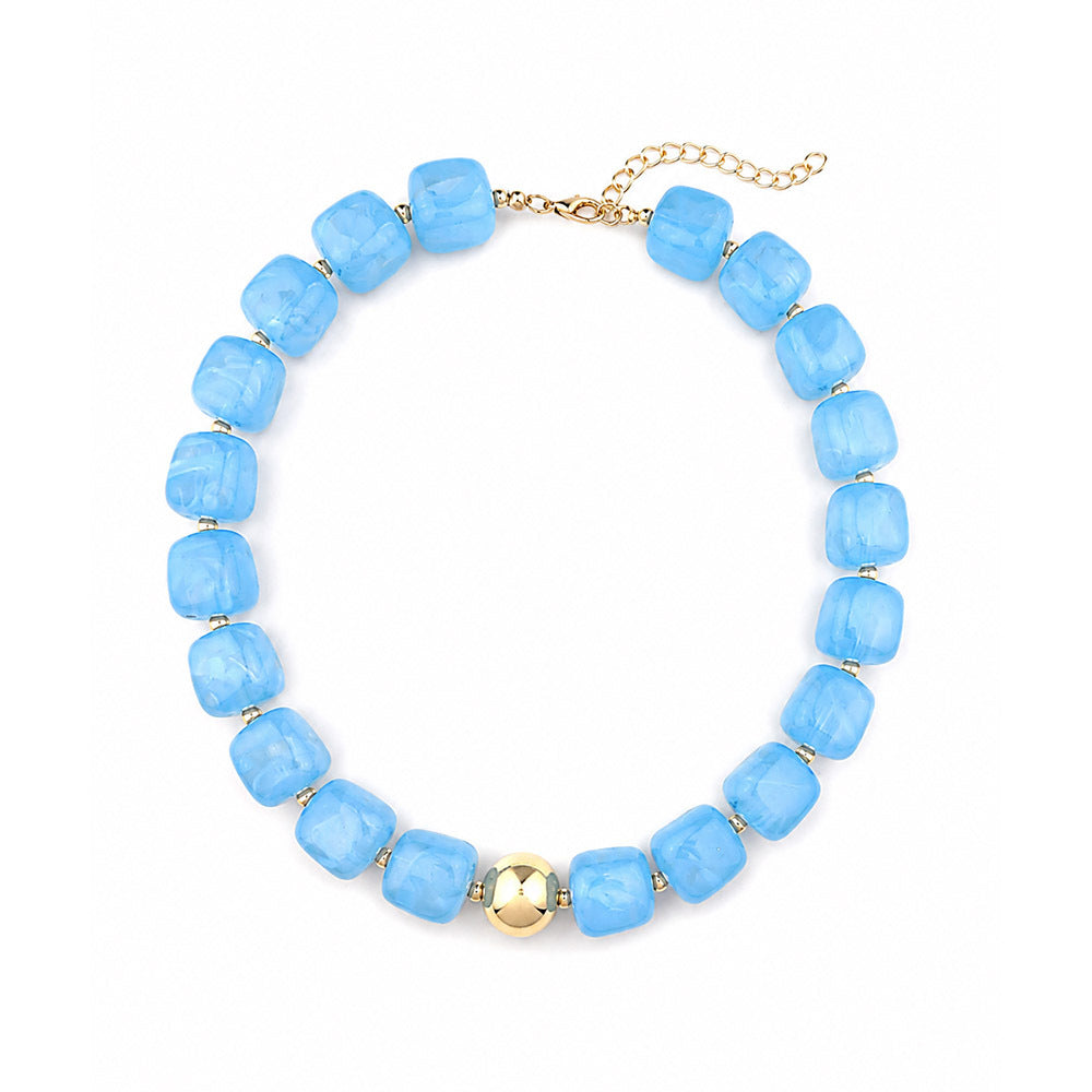 Wholesale Sweet Style Colorful Sugar Cube Acrylic Beaded Necklace Handmade Jewelry