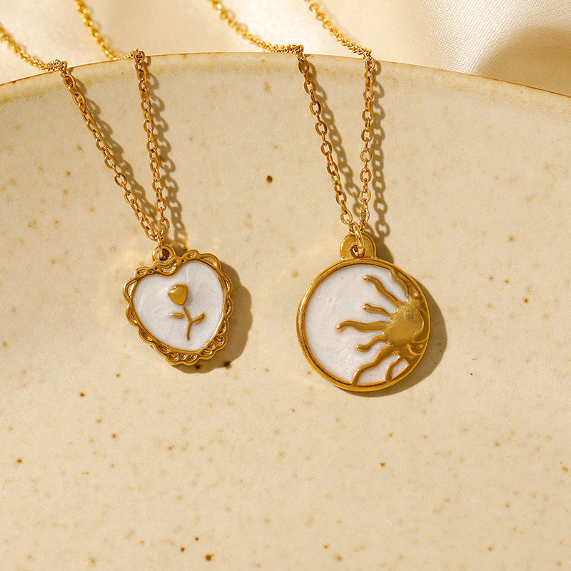 Wholesale Stainless Steel Sun Moon Pendant Necklace