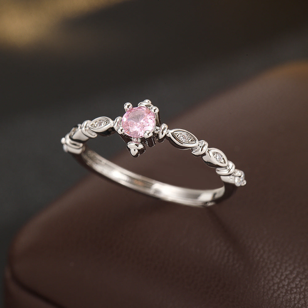 Wholesale Snowflake Geometric Open Ring For Women Silver Pink Zircon Stone Electroplated Fashion Accessory For Everyday Wear And Boutique Resale