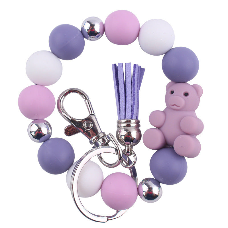 Wholesale Cartoon Bear Silicone Beaded Wristlet Keychain ACC-KC-GuangTian083