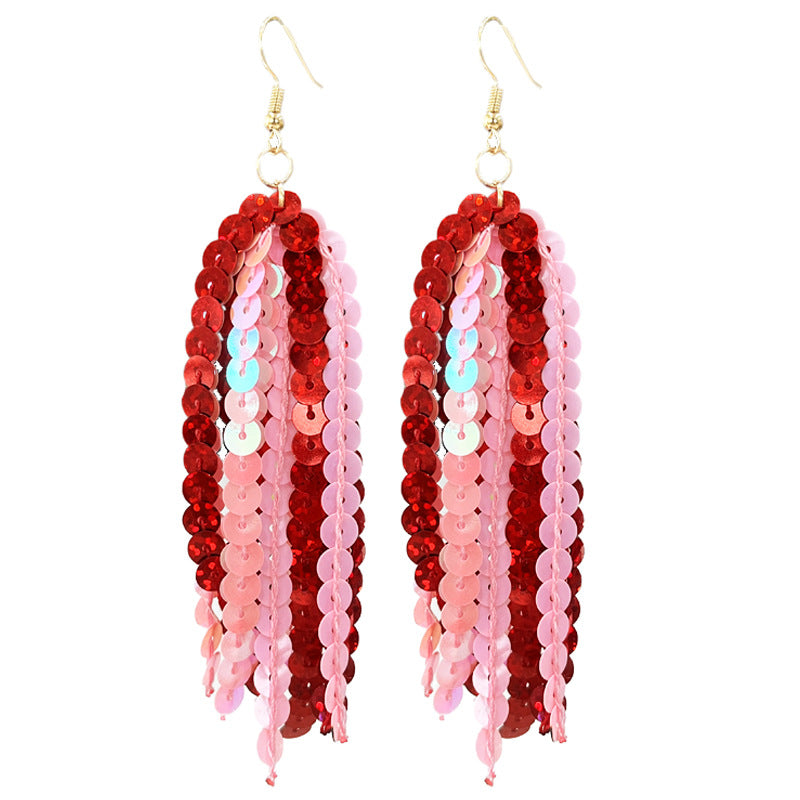 Wholesale 2 Pairs/pack Valentine's Day Glitter Pink Atmosphere Earrings ACC-ES-HY223