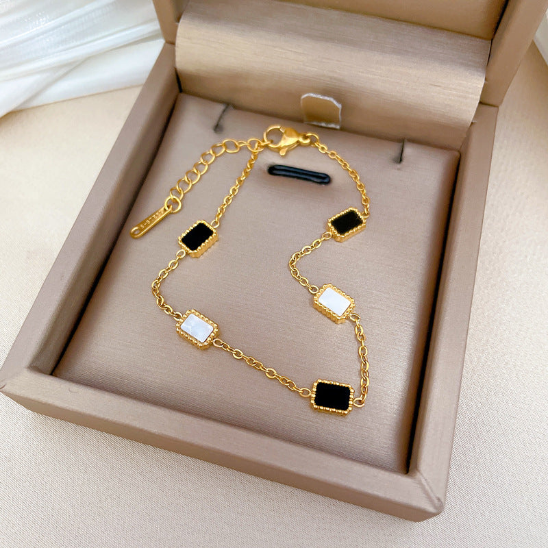 Wholesale Vintage Titanium Steel Forest Black and White Square Bracelet ACC-BT-LiGe001