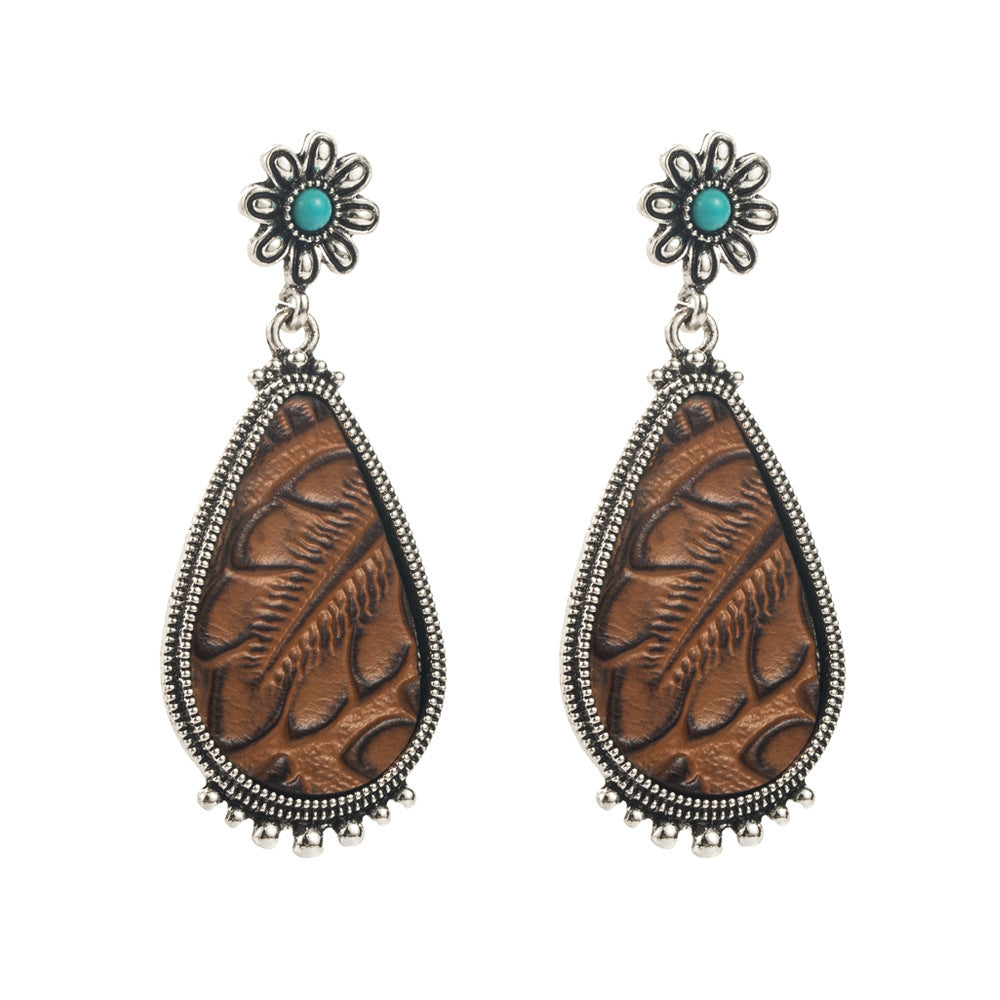 Wholesale exaggerated leather earrings