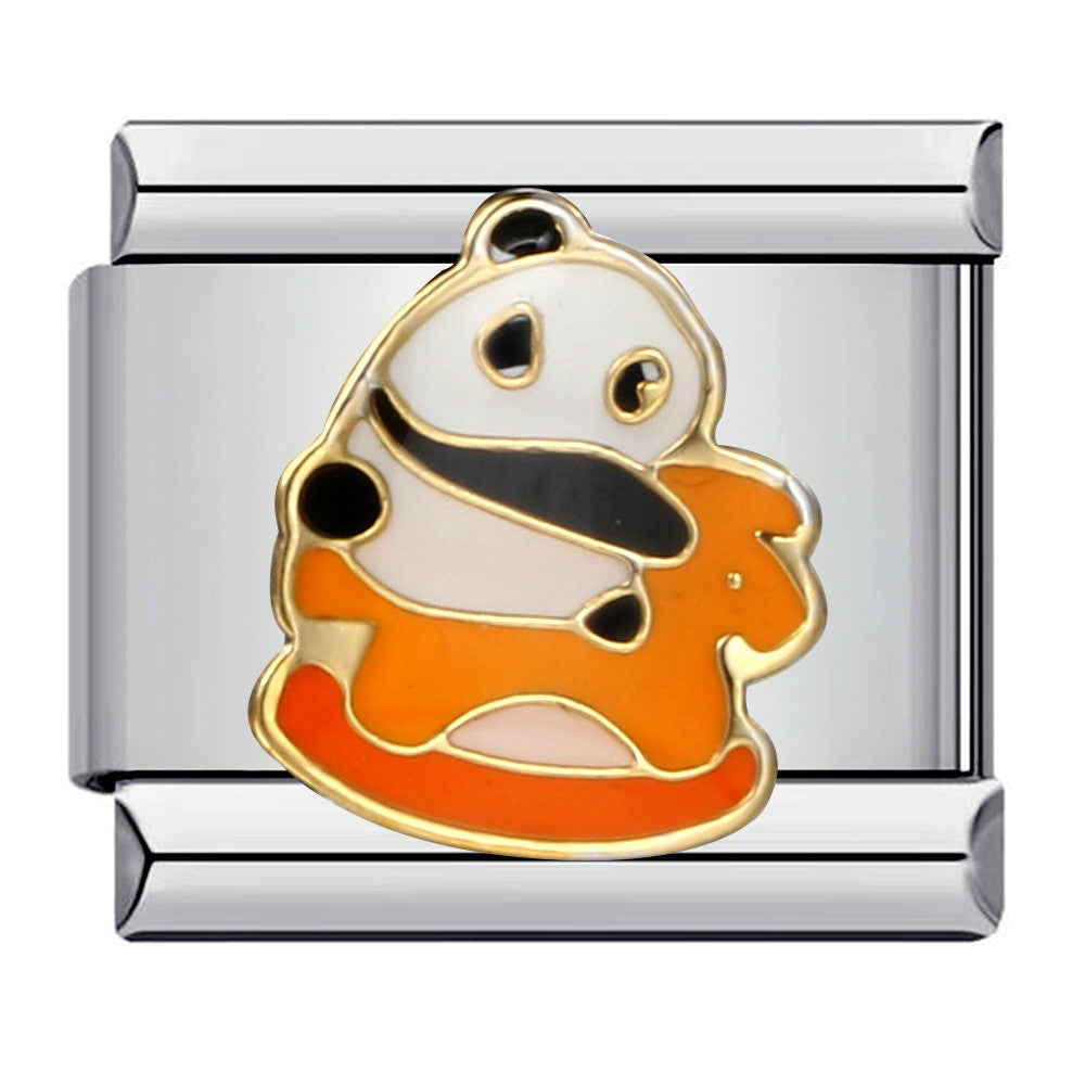 Wholesale Italian Charm Bracelet 9mm DIY Splicing Removable Cartoon Panda Stainless Steel Composable Bracelet