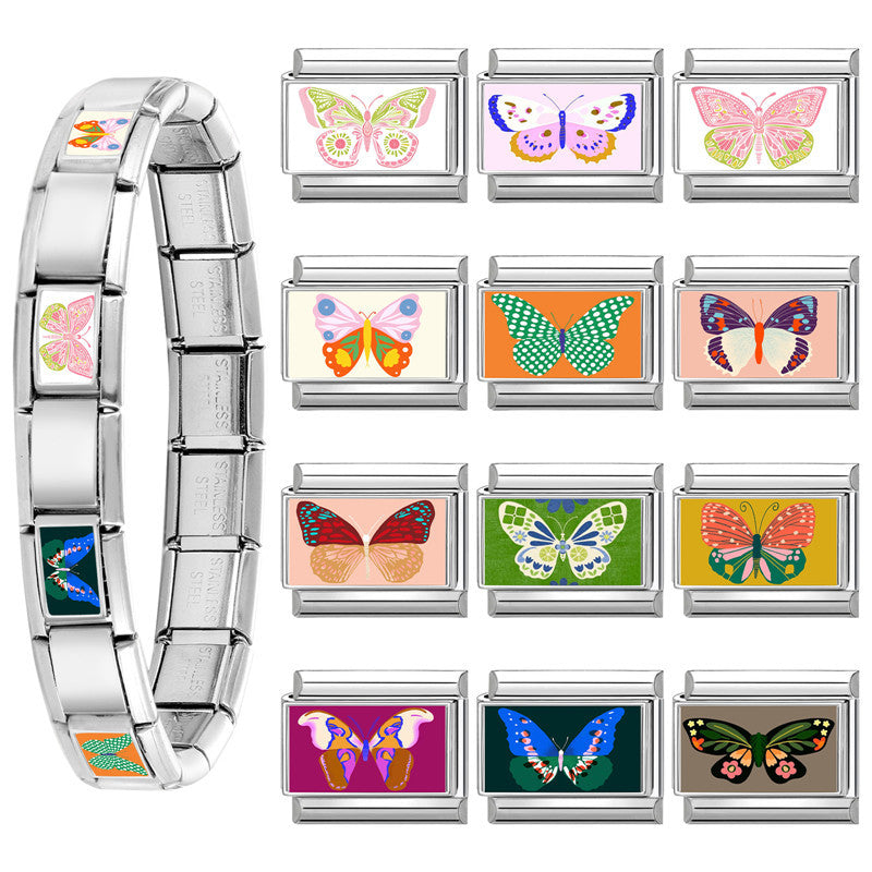 Wholesale Stainless Steel Electroplated Butterfly Modular Bracelet,  Trendy DIY Fashion Accessory for Everyday Wear
