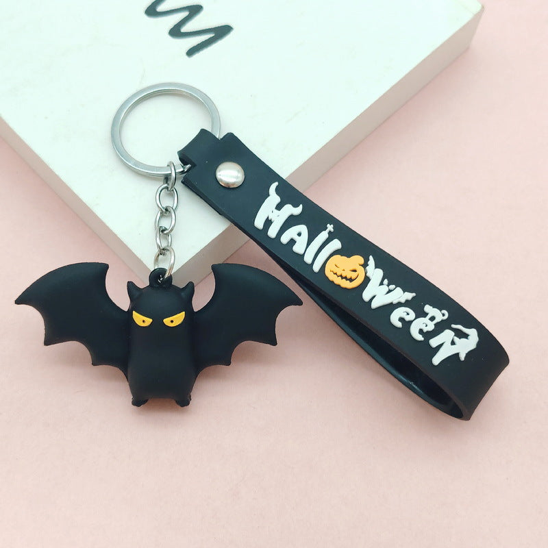 Wholesale Cute  Soft Glue Keychain Pendant Skull Pumpkin Cartoon Car Key Accessory Gift