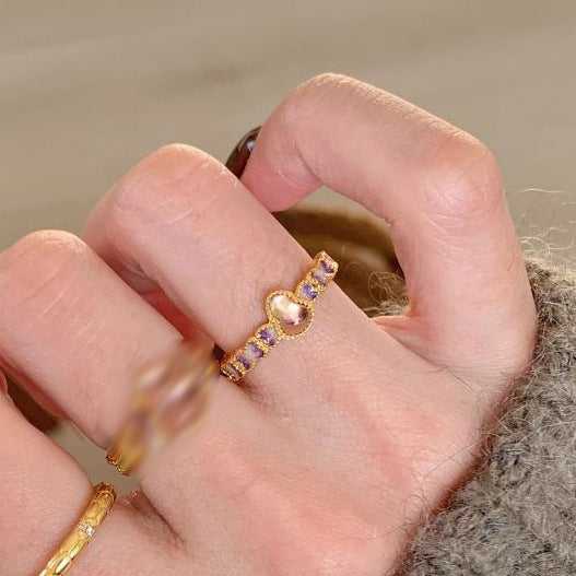 Wholesale Chinese Fine Enamel Ice Penetrating Small Gourd Ring for Women