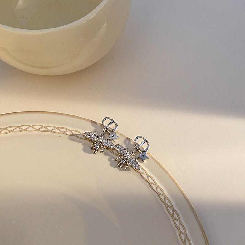 Wholesale Light Luxury Super Flash Letter Bee Star Earrings ACC-ES-NingKa002