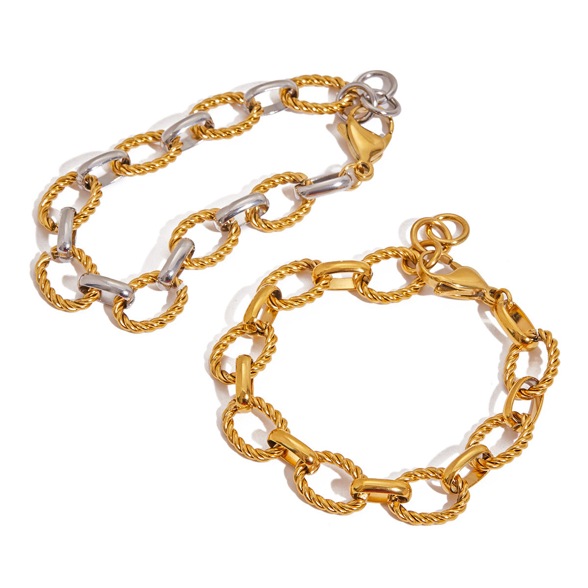 Wholesale 18K gold and stainless steel gold and silver color matching  cross chain bracelet