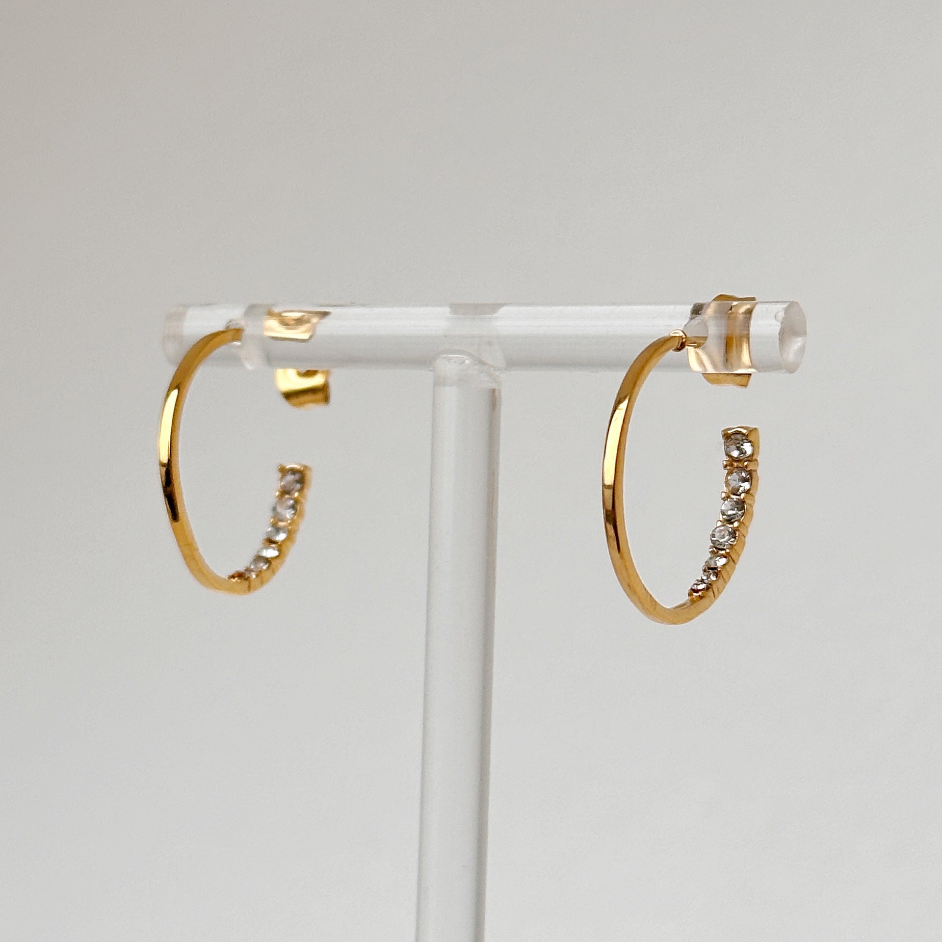 Wholesale Titanium steel full circle inlaid zircon earrings