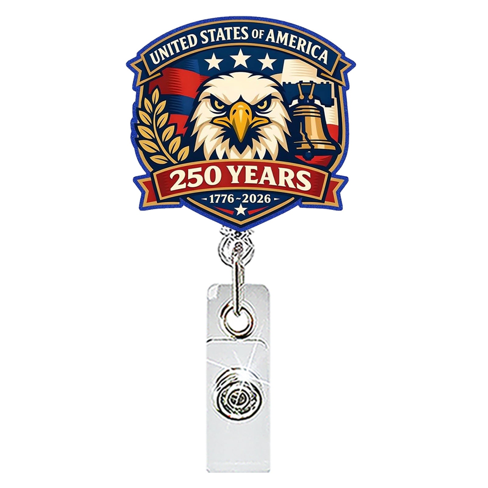 Wholesale Patriotic Eagle Retractable Badge Reel Acrylic Fashion Accessory