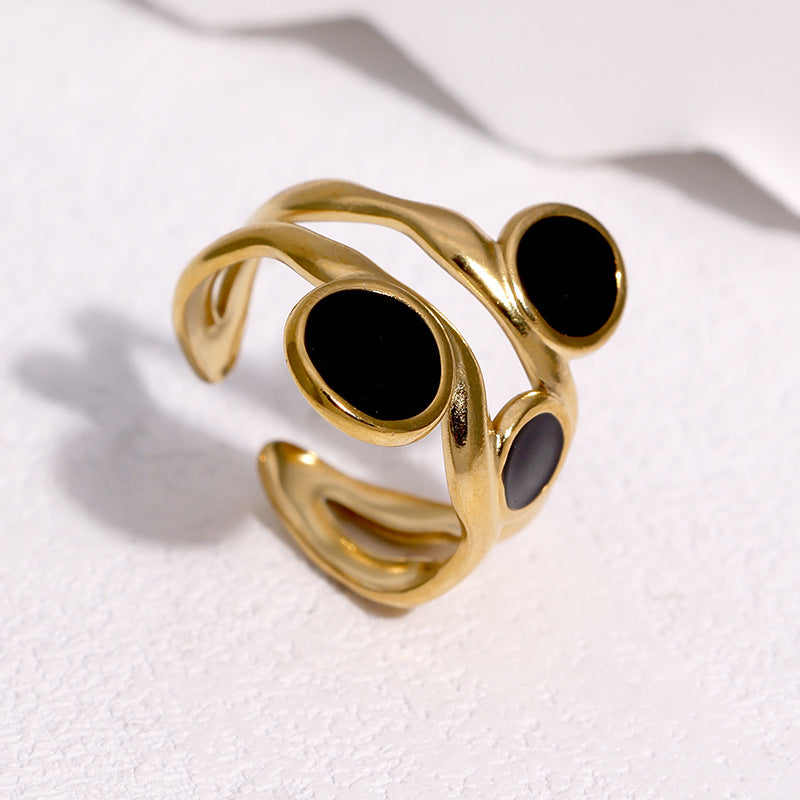 Wholesale Gold Plated Stainless Steel Open Ring Irregular Twisted Design Artistic Jewelry For Women Fashion Accessory Gift