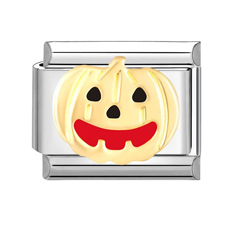 Wholesale Italian Charm Bracelet 9mm DIY Splicing Black Halloween Series Stainless Steel Composable Bracelet